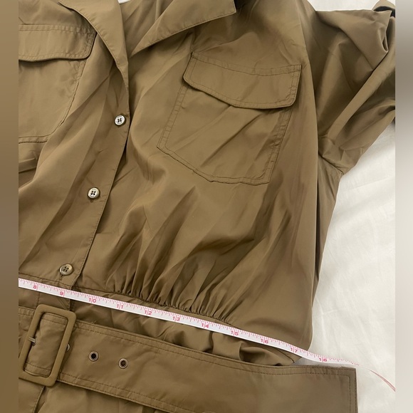 STAUD Millie Dress Green olive caper Maxi Dress with Cuffed Sleeves- size 14 - Picture 11 of 12